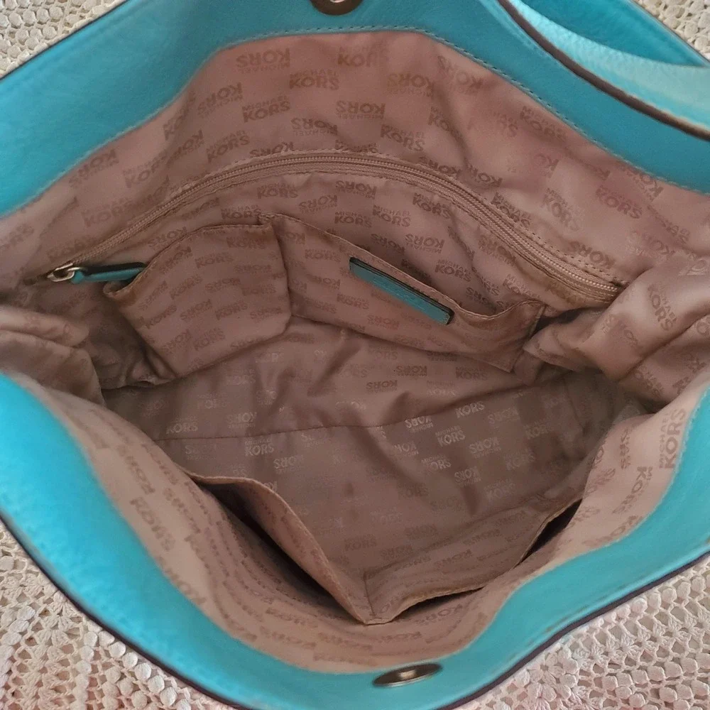 Michael Kors‎ Hobo Bag Womens Large Turquoise Leather Shoulder Purse Brookville